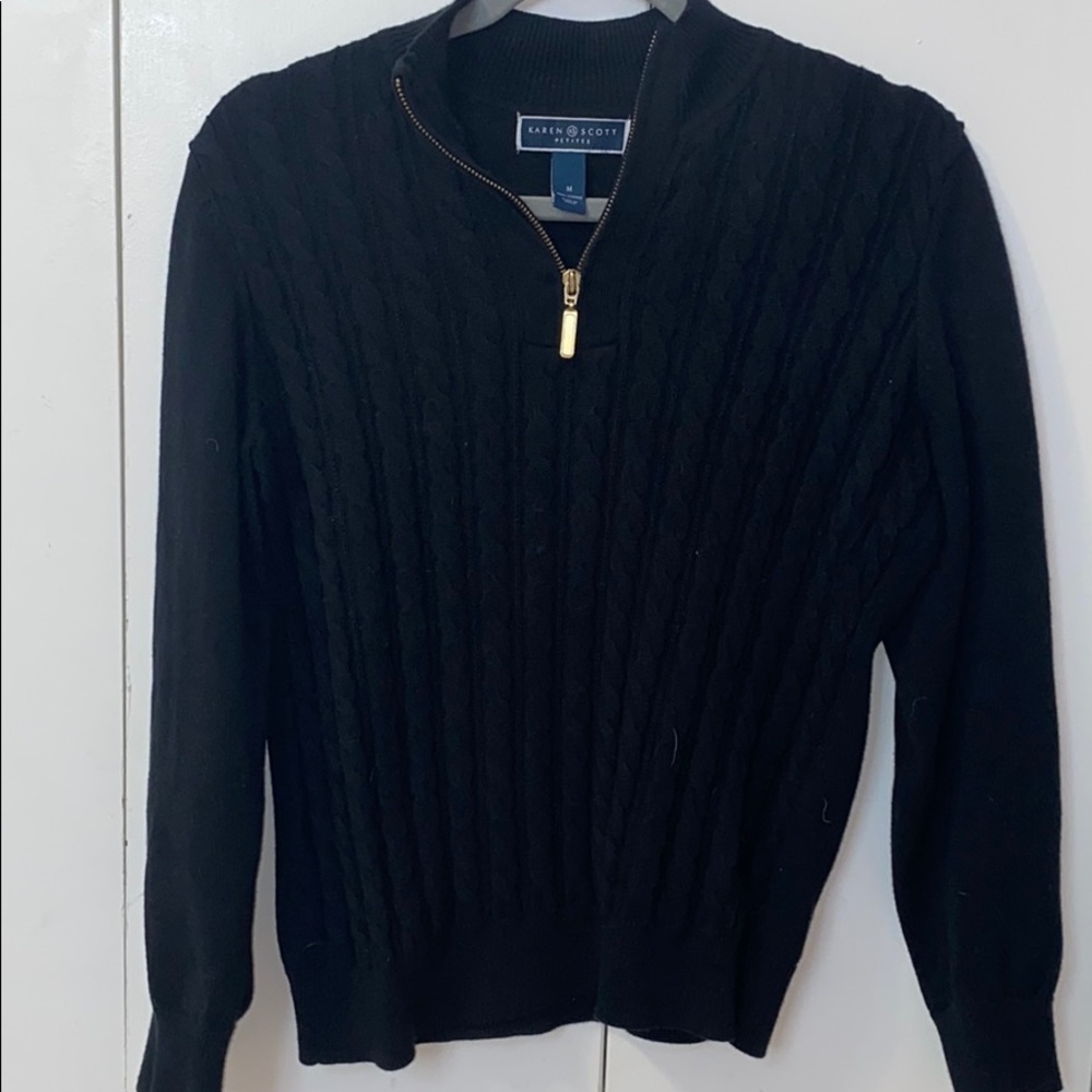 Black knitted quarter zip